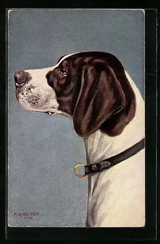 Künstler-AK Seitenportrait eines Jagdhundes