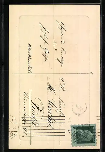 Künstler-AK Zwei wandernde Maikäfer vor Schild Fröhliche Pfingsten, Pfingstgruss