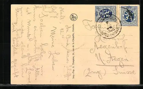 AK Ostend, Passagierschiff Princesse Charlotte-Joséphine bei der Hafenausfahrt