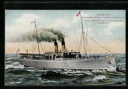AK Hamburg, Salondampfer Silvana der H.-A.-Linie auf hoher See