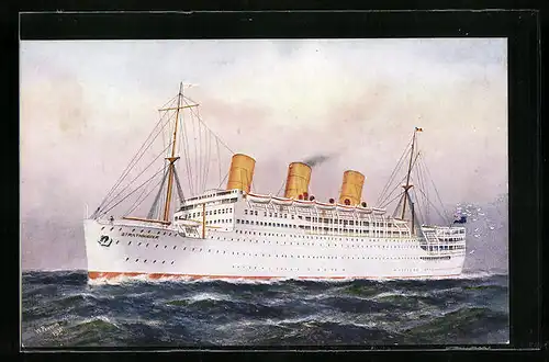 Künstler-AK Passagierschiff Strathnaver auf hoher See