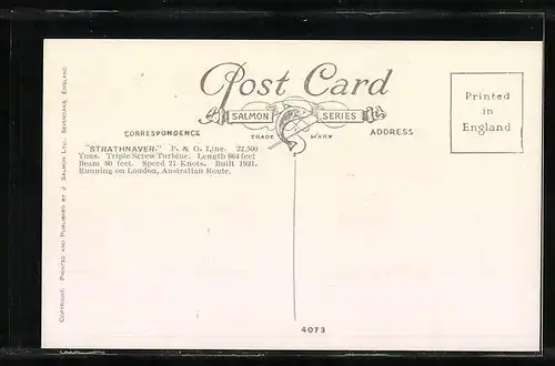 Künstler-AK Passagierschiff Strathnaver auf hoher See