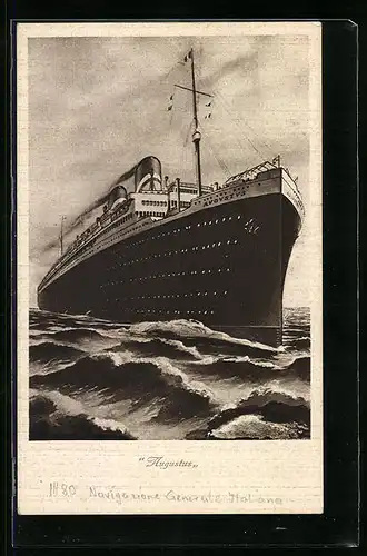 Künstler-AK Passagierschiff Augustus in der Bugansicht