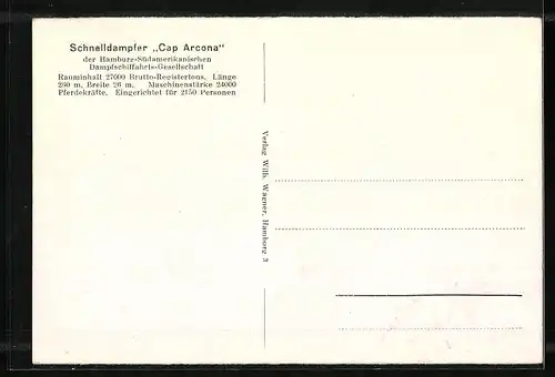 AK Hamburg, Ausreise des Passagierschiffes Cap Arcona aus der Vogelschau