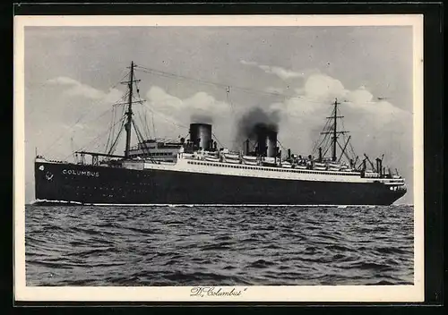 AK Passagierschiff Columbus des Nordd. Lloyds auf hoher See