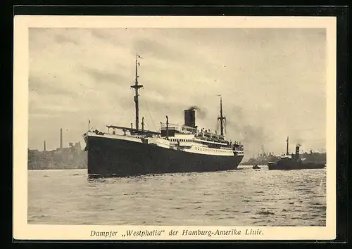 AK Passagierschiff Westphalia der H.-A.-Linie den Hafen verlassend