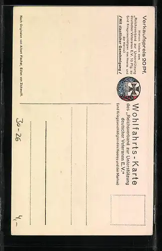 AK Soldatengrab von Hugo Zuckermann, ein schlichtes Kreuz..., Eisernes Kreuz