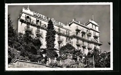 AK Castagnola, Hotel Müller mit Garten
