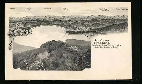 AK Läufelfingen, Kurhaus Frohburg mit Alpenpanorama