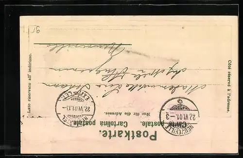 AK Neuchâtel, Ortsansicht mit Wappen