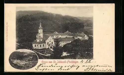 AK St. Iddazell-Fischingen, Ortsansicht aus der Vogelschau