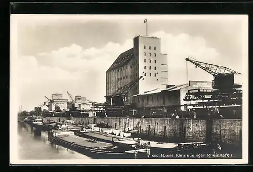 AK Basel, Partie am Kleinthüringer Rheinhafen