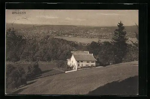 AK Stallikon, Baldern, Anwesen und Blick zum Ort