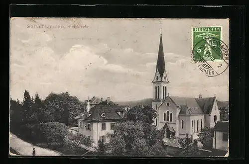 AK Schaffhausen, Steigkirche von oben gesehen