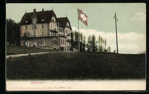 AK Zürich, Ortspartie mit Hotel