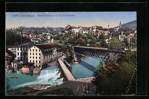 AK Lichtensteig, Stadtbrücke und Thurschleusen