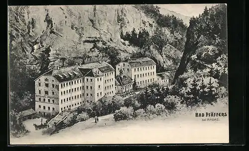 Künstler-AK Bad Pfäffers bei Ragaz, Hotel und Bad Pfäffers