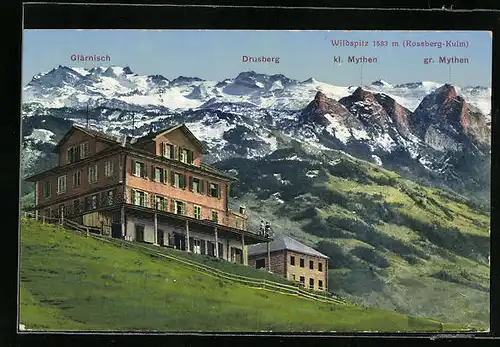 AK Unterägeri, Hotel Rossberg-Kulm mit Glärnisch