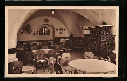 AK Tegernsee, Gasthaus Tegernseer Bräustübel, Innenansicht