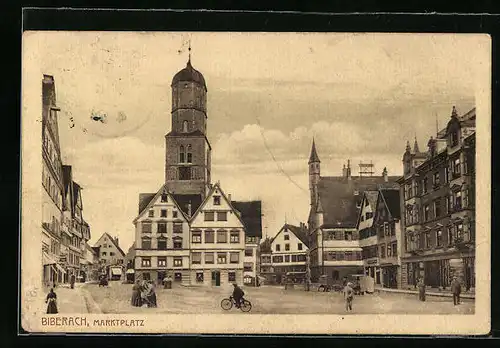 AK Biberach, Marktplatz mit Geschäften
