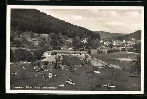 AK Herrenalb /Schwarzwald, Schwimmbad mit Besuchern