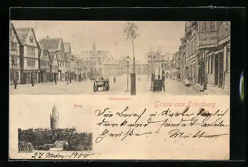 AK Friedberg, Kaiserstrasse und Burg