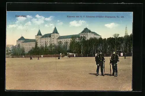 AK Dresden, Kaserne des K. S. Schützen- Füsilier Regiments Nr. 108, Alaunplatz