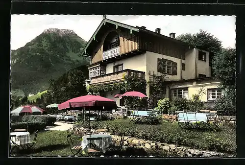 AK Oberaudorf am Inn, Cafe-Pension Hummelei, Blick auf Brünnstein