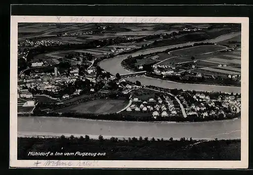AK Mühldorf a. Inn, Ortsansicht vom Flugzeug aus