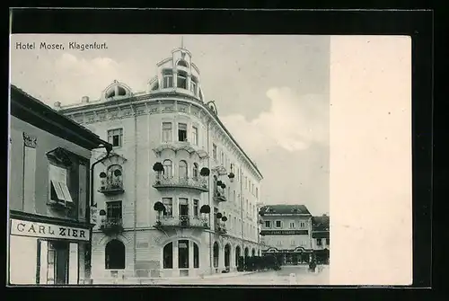 AK Klagenfurt, Strassenpartie mit Hotel Moser