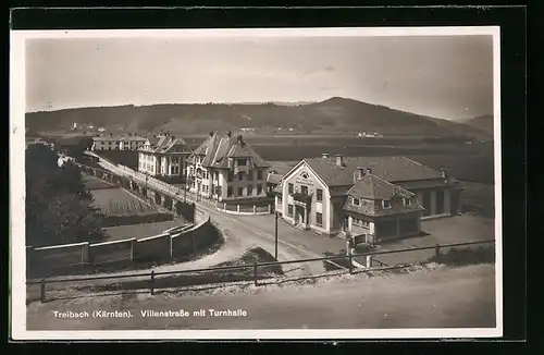 AK Treibach, Villenstrasse mit Turnhalle aus der Vogelschau