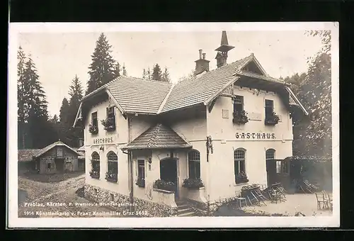AK Preblau, Premrou`s Brunnengasthaus mit Terrasse