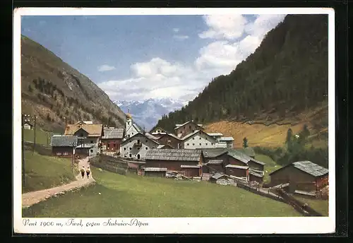 AK Vent, Ortsansicht gegen Stubaier Alpen