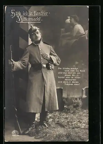 Foto-AK Wachsoldat denkt an die Liebste daheim