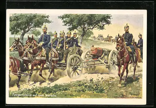 Künstler-AK Anton Hoffmann - München: Fussartillerie auf dem Marsche