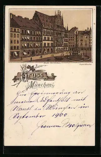 Lithographie München, Neues Rathaus