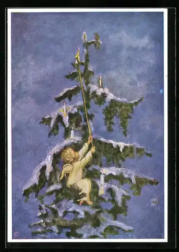 Künstler-AK Maria Spötl: Ein Lichtlein für Dich