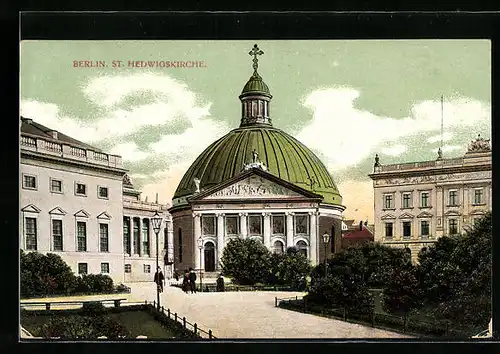 AK Berlin, Blick zur St. Hedwigskirche, Behrenstrasse