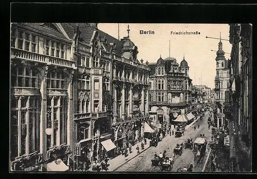 AK Berlin, Belebte Friedrichstrasse aus der Vogelschau