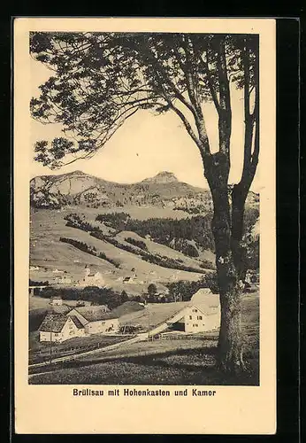 AK Brülisau, Ortsansicht mit Hohenkasten und Kamor