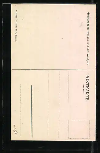 AK Wassen, Ortsansicht und die Windgälle, Gotthardbahn