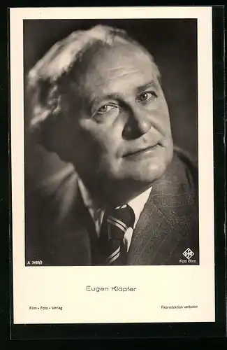 AK Schauspieler Eugen Klöpfer mit Krawatte in schwarzweiss fotografiert