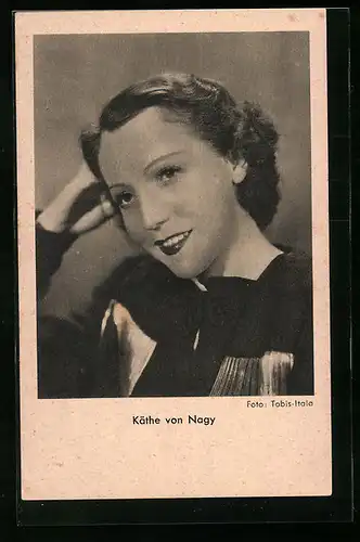 AK Schauspielerin Käthe von Nagy in der Denkerpose