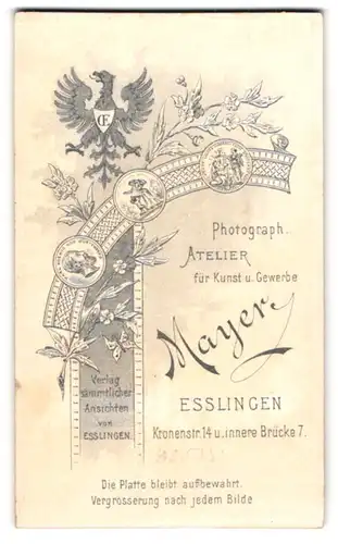 Fotografie Mayer, Esslingen, Kronenstr. 14, Wappenadler der Stadt mit Medaillen
