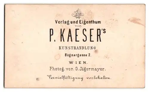 Fotografie P. Kaeser, Wien, Karikatur Burgschauspielern nach Franz Xaver Gaul