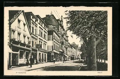 AK Siegburg, Markt mit Cafe