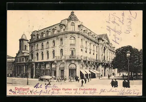 AK Stuttgart, Königin Olgabau und Eberhardkirche