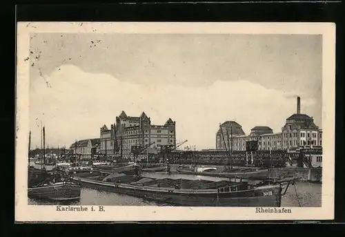 AK Karlsruhe i. B., Rheinhafen