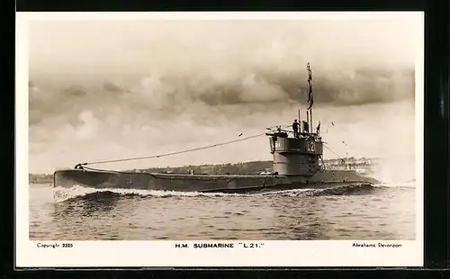 AK Britisches H.M. U-Boot L. 21 in voller Fahrt