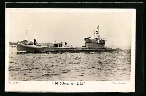 AK Britisches U-Boot L 52. vor der Küste